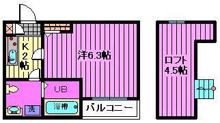 シャテーニュ(1K/1階)の間取り写真