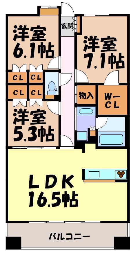 LASANTE東白壁(3LDK/2階)の間取り写真