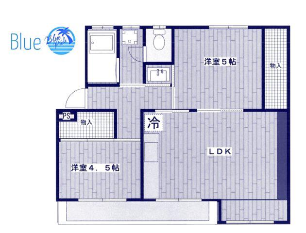 辻堂団地3-5(2LDK/5階)の間取り写真