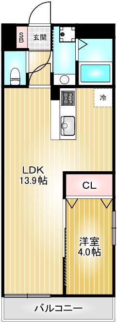 PRIMAL千種LUNO(1LDK/11階)の間取り写真