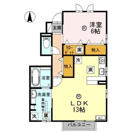 クレアージェ光陽(1LDK/1階)の間取り写真