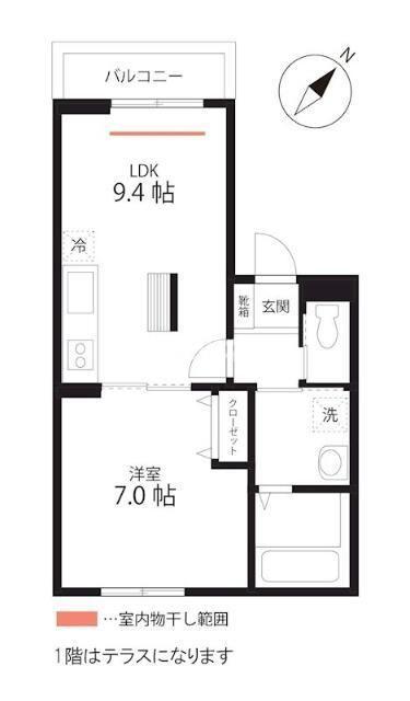 QUIETCRABHOUSETOGETHERWITHB生麦(1LDK/3階)の間取り写真
