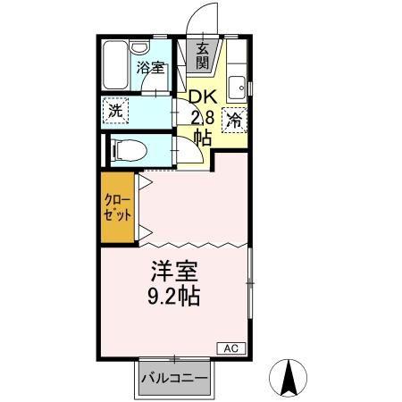 ルージュ医大北(1K/2階)の間取り写真
