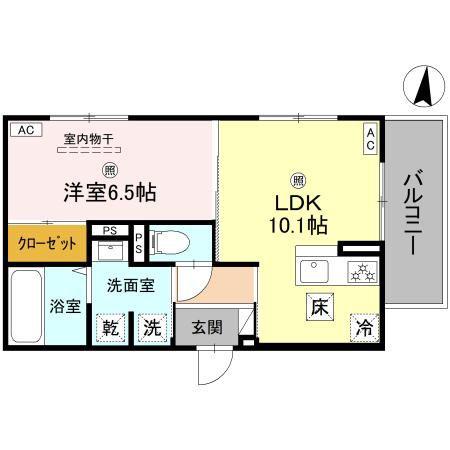 GRAMM西伊達(1LDK/1階)の間取り写真