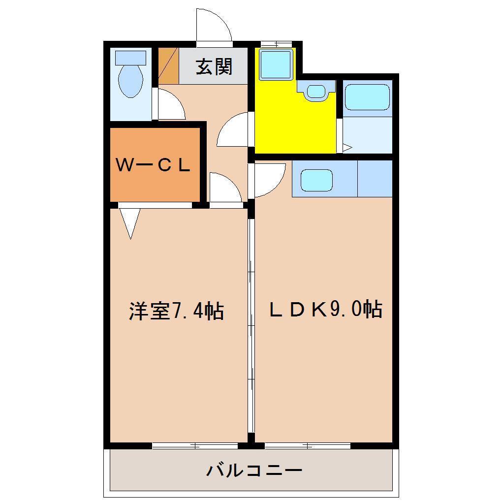 CELESTE(1LDK/2階)の間取り写真