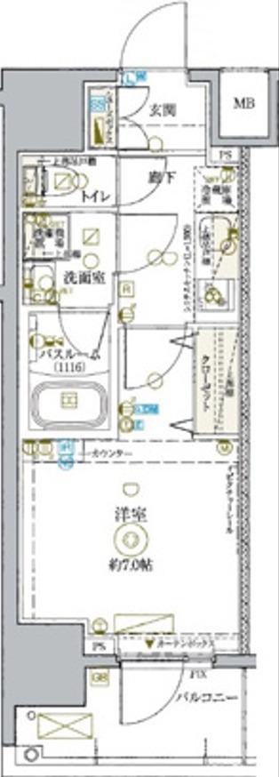 KDXレジデンス池袋ウエスト(1K/10階)の間取り写真