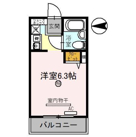 シャロームII(ワンルーム/3階)の間取り写真