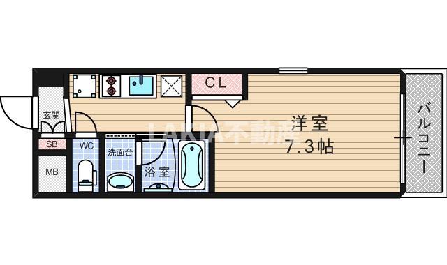TLRレジデンス本町ウエスト(1K/13階)の間取り写真