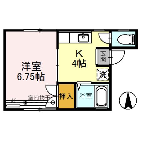 コーポ毛矢(1K/2階)の間取り写真
