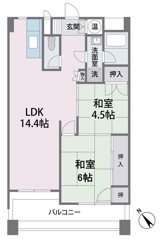 高砂マンション(2LDK/5階)の間取り写真