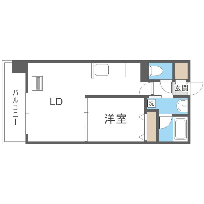 ヴォーネン円山裏参道(1LDK/2階)の間取り写真