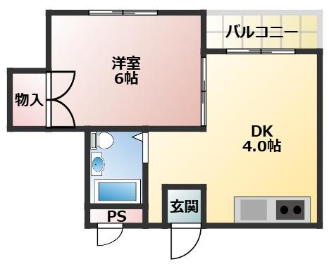 トキワパレスI(1DK/1階)の間取り写真