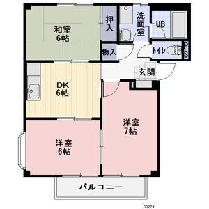 ふぁみりい渡り瀬(3DK/2階)の間取り写真