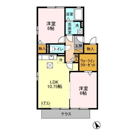 クリエール(2LDK/1階)の間取り写真