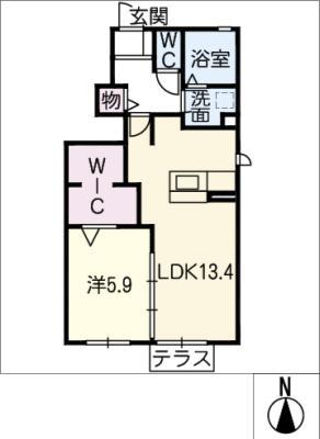 シャルマン レーヴ(1LDK/1階)の間取り写真