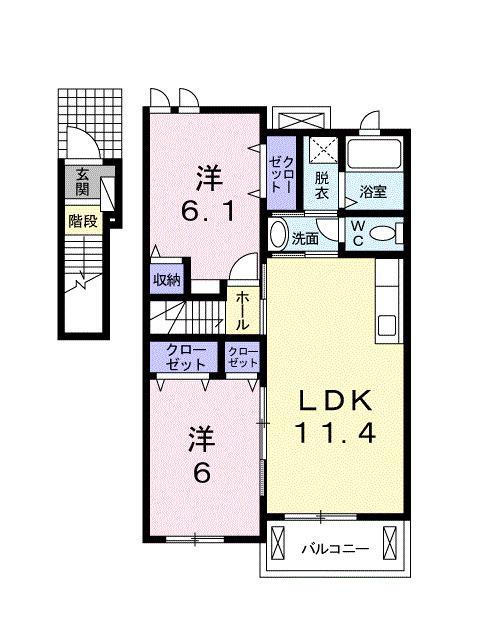 グレイス VILLA II(2LDK/2階)の間取り写真