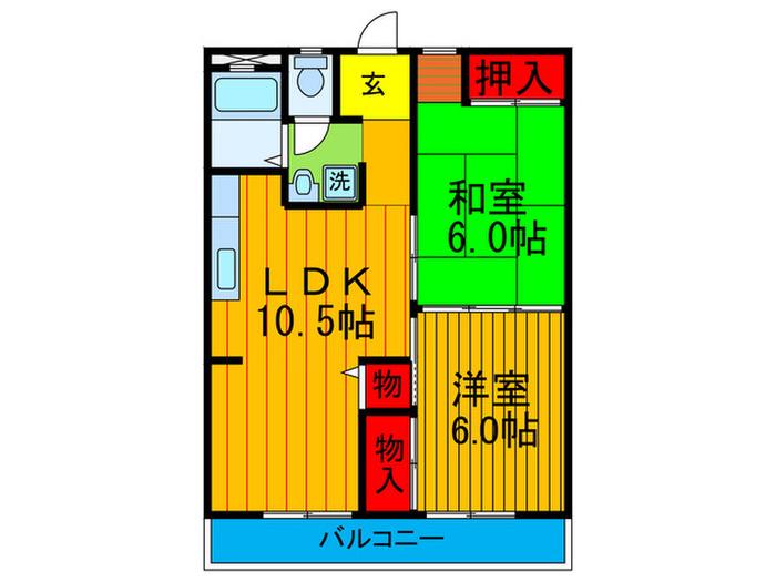 小山コーポラス(2LDK/2階)の間取り写真