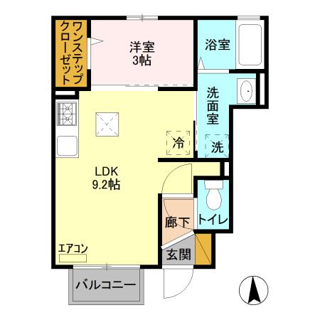 サウザンドサニー B(1LDK/1階)の間取り写真