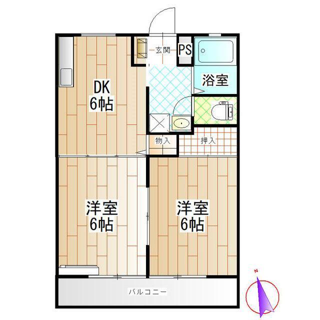 パナハイツ小菅A棟(1DK/2階)の間取り写真