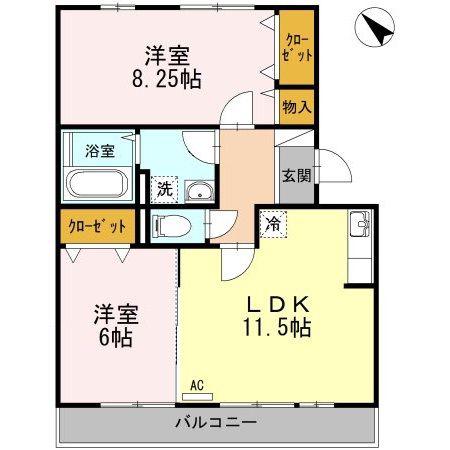 ボナール(2LDK/1階)の間取り写真