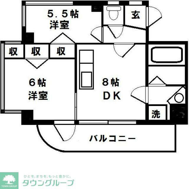 エスポワール中山(2DK/3階)の間取り写真