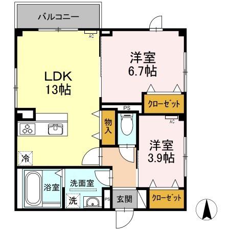 ヴェルム東別院(2LDK/4階)の間取り写真