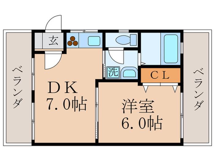 メゾンローズ(1DK/3階)の間取り写真