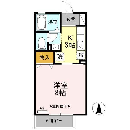 ルミエール A棟(1K/1階)の間取り写真