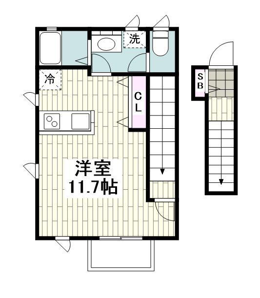 TRIOLE C(1K/2階)の間取り写真