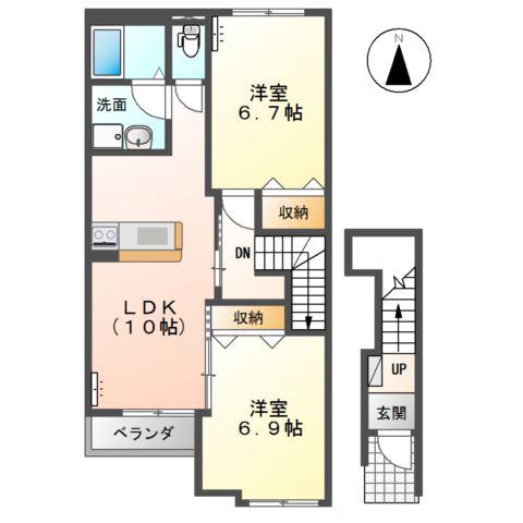 さくらパークII(2LDK/2階)の間取り写真