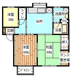 後藤コーポ(2DK/1階)の間取り写真