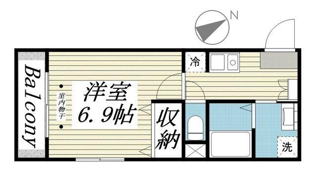 ルッシェロ平井(1K/2階)の間取り写真