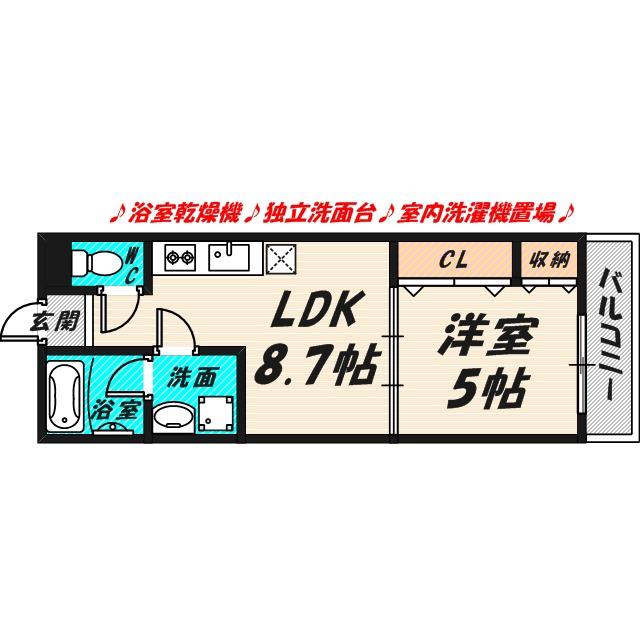 グランシール南寺方(1LDK/2階)の間取り写真