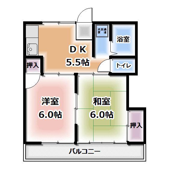 エクシード(2DK/1階)の間取り写真
