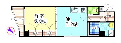 ピュア三軒茶屋(1DK/2階)の間取り写真