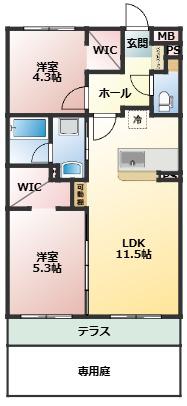 ARTH平松(2LDK/1階)の間取り写真