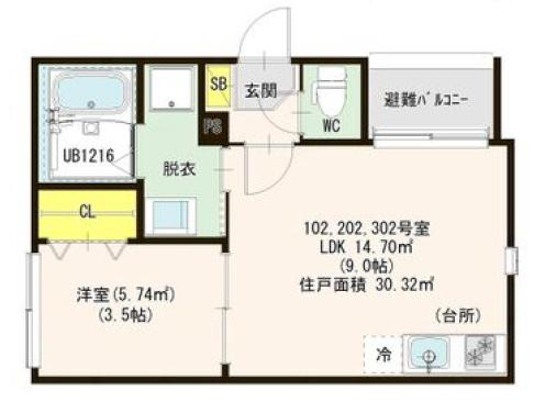 HT笠寺町(1LDK/1階)の間取り写真