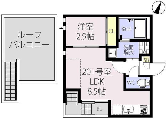 RIZEST K オークス(1LDK/2階)の間取り写真