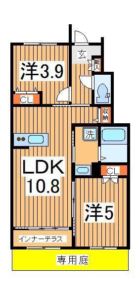 ティープラント5(2LDK/1階)の間取り写真