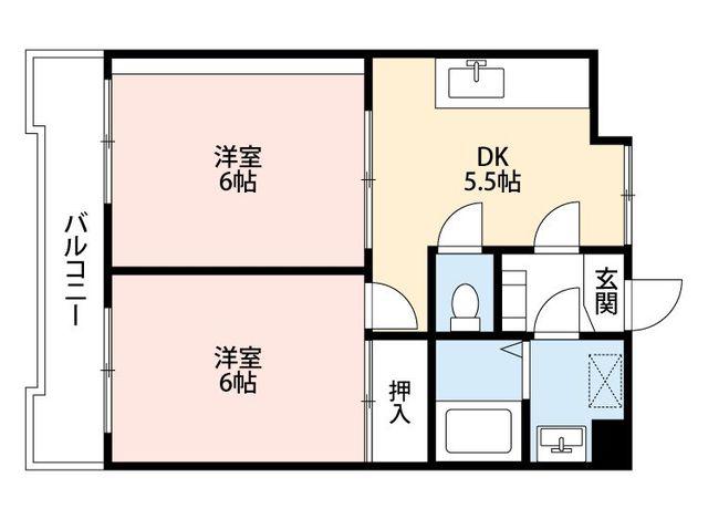 サンフィールド篠栗II(2DK/2階)の間取り写真