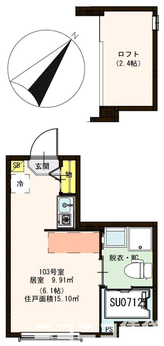 ハーモニーテラス東金町IV(ワンルーム/1階)の間取り写真