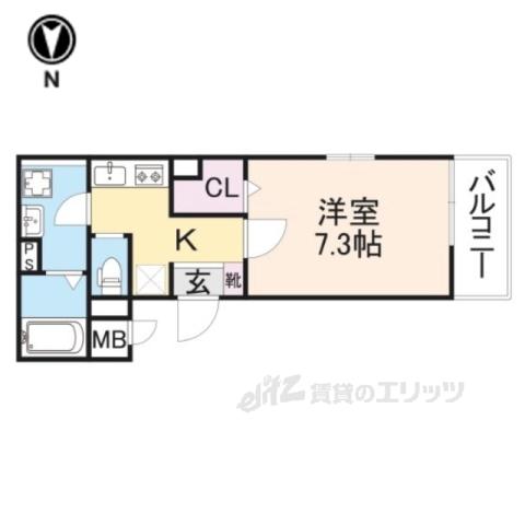 エーベル石山2(1K/2階)の間取り写真