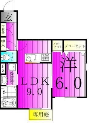 プランタン並木(1LDK/1階)の間取り写真