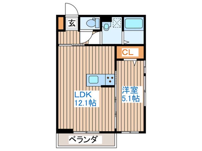 D-ROOM二軒茶屋TMT(1LDK/2階)の間取り写真