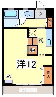 コンホルト不来方(ワンルーム/2階)の間取り写真