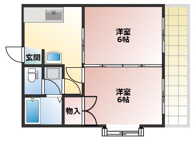 第28ラッキーシャビル(2DK/2階)の間取り写真