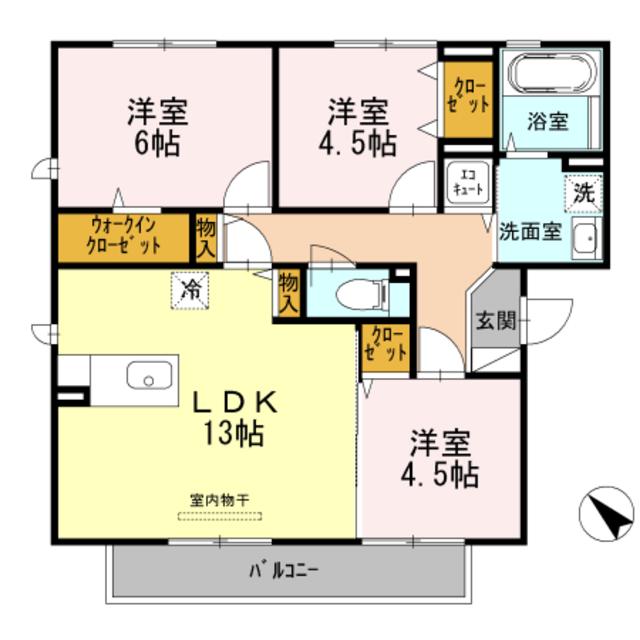 サイプレスヒルズ(3LDK/1階)の間取り写真