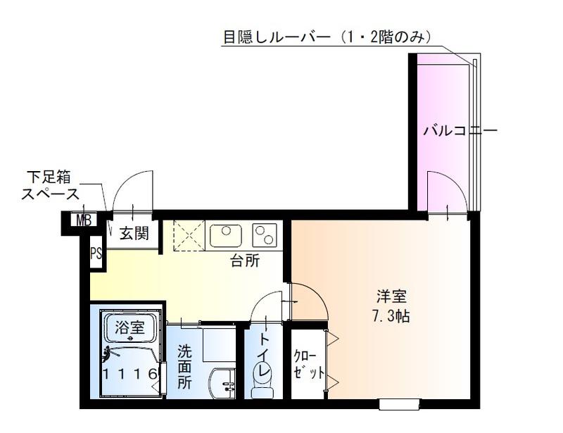 フジパレス鴻池新田駅東(1K/3階)の間取り写真