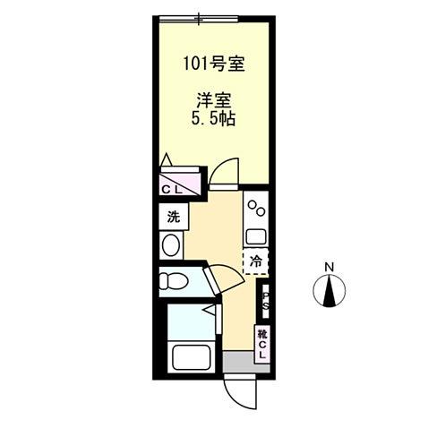 ベイルーム湘南台(1K/1階)の間取り写真