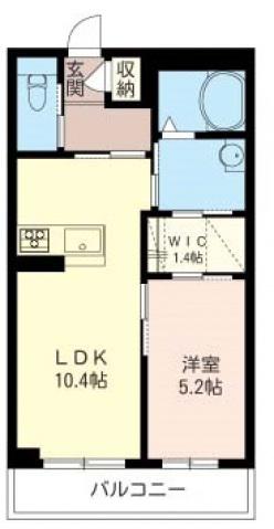クレアパークサイドB(1LDK/3階)の間取り写真